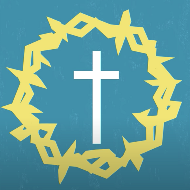 cross inside of crown of thorns graphic